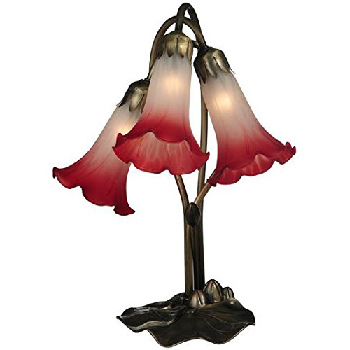 15.75"H Pink/White Pond Lily 3 Light Accent Lamp