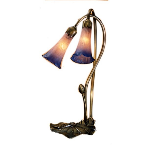 16"H Pink/Blue Pond Lily 2 Light Accent Lamp