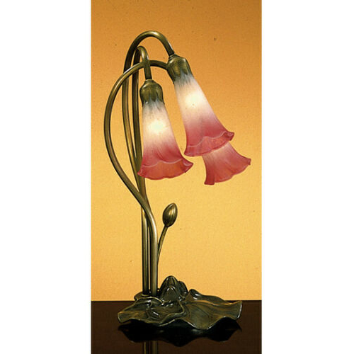 16"H Pink/White Pond Lily 3 Light Accent Lamp