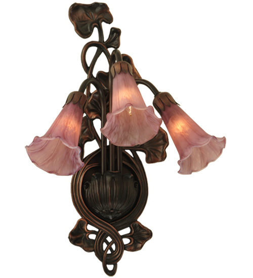 10.5"W Lavender Pond Lily 3 Light Wall Sconce