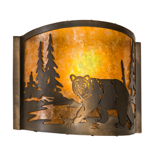 11"W Northwoods Lone Bear Left Wall Sconce