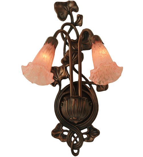 11"W Pink Pond Lily 2 Light Wall Sconce