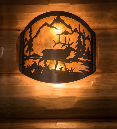 11" Wide Elk at Lake Wall Sconce