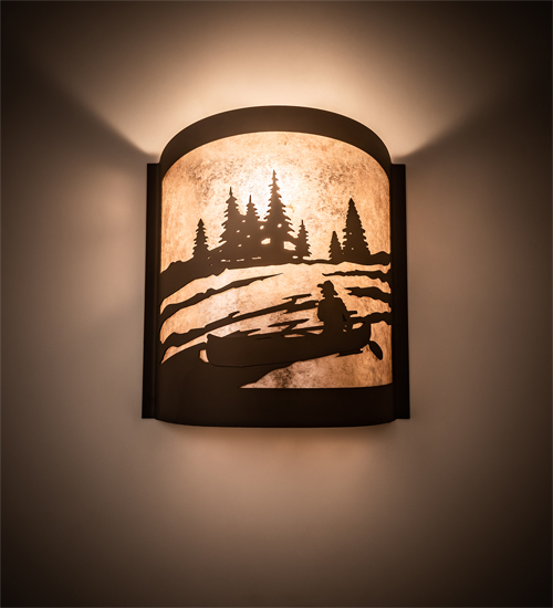 10" Wide Canoe At Lake Right Wall Sconce