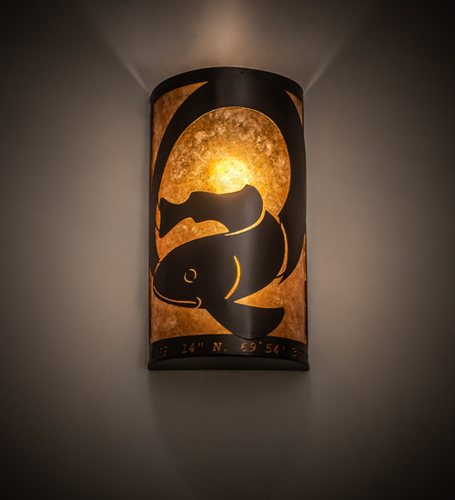 10" Wide Personalized Q Fish Wall Sconce