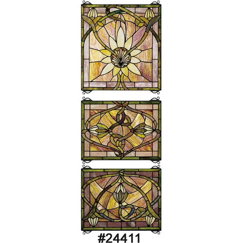 14"W X 39"H Solstice 3 Piece Stained Glass Window
