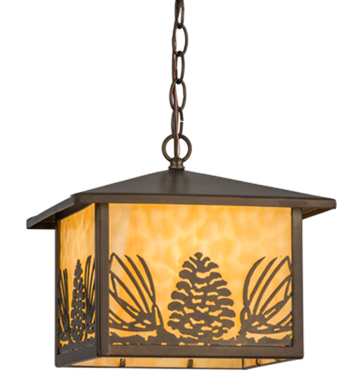 11"Sq Mountain Pine Lantern Pendant