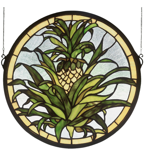 16"W X 16"H Welcome Pineapple Stained Glass Window