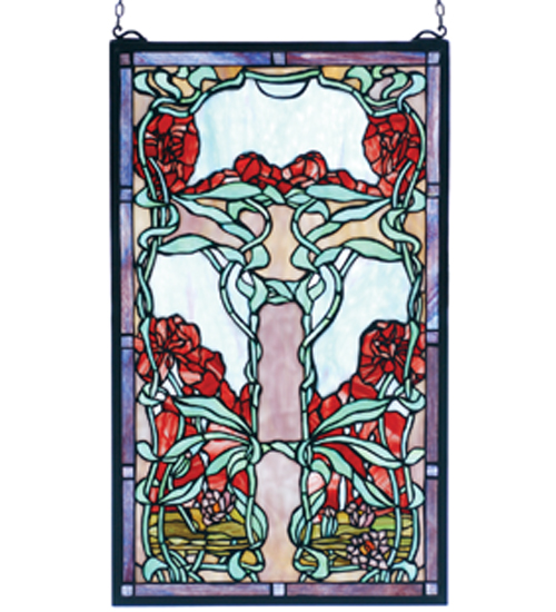 15"W X 25"H Nouveau Lily Stained Glass Window