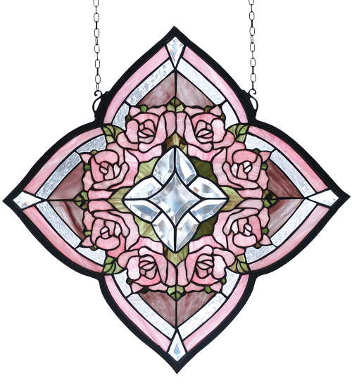 20"W X 20"H Ring of Roses Stained Glass Window