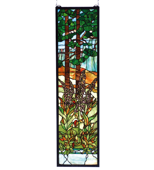 12"W X 44"H Tiffany Foxgloves Stained Glass Window