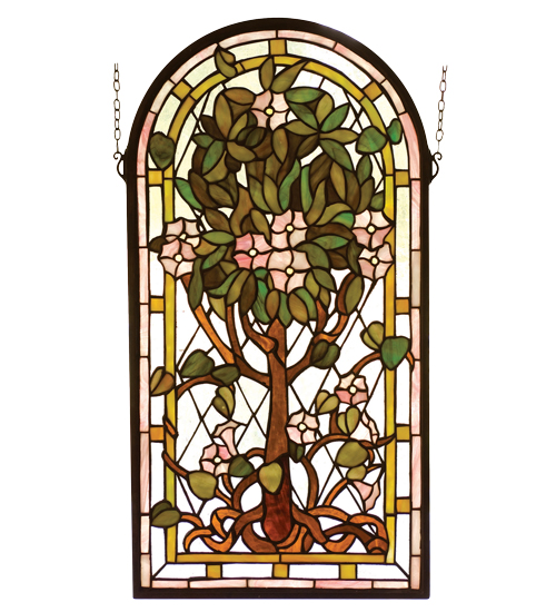 15"W X 29"H Arched Tree of Life Stained Glass Window