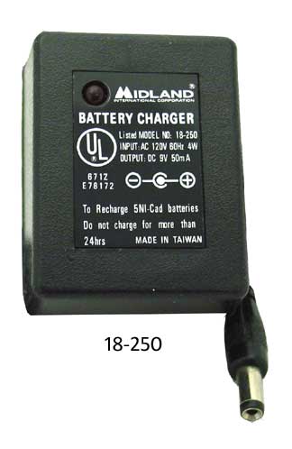 Midland - 18-250 Ac Adapter (In: 120V 60Hz 4Watt - Out: 9V 50 Ma)