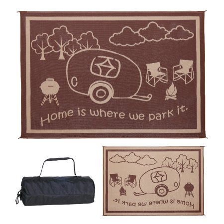 RV Home Mat, Brown/Beige, 8' X 11' With Carrying Bag