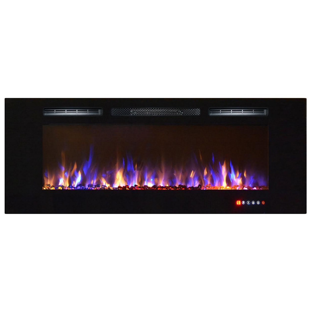 Bombay 60 Inch Crystal Recessed Touch Screen Multi-Color Wall Mounted Electric Fireplace