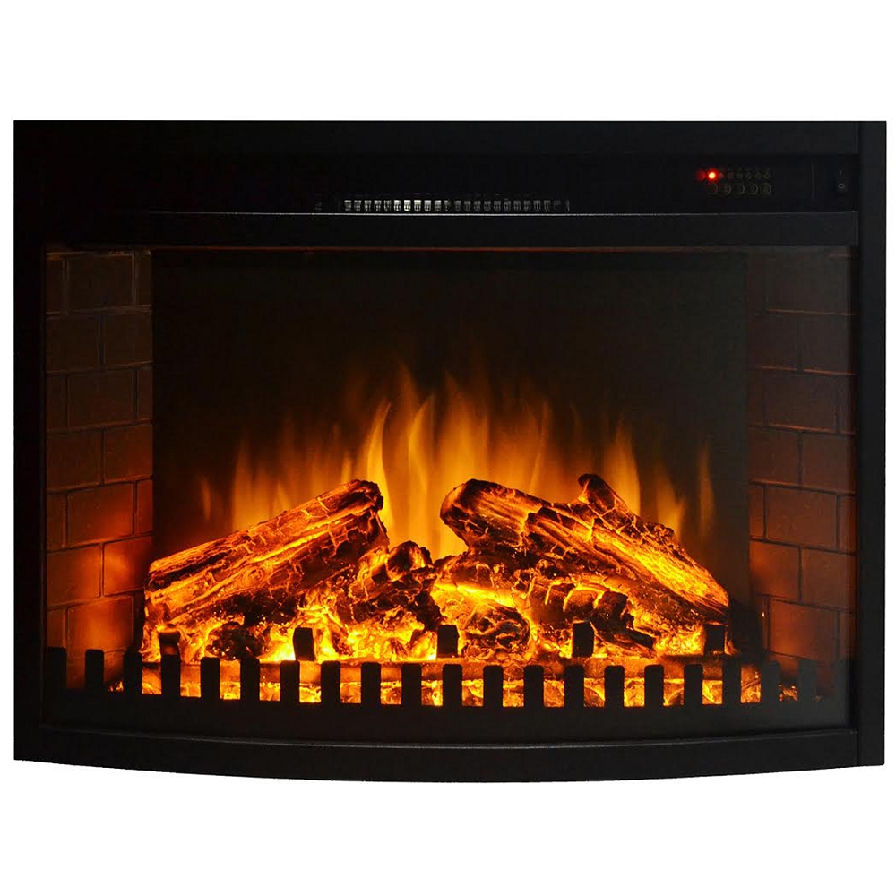 23 Inch Curved Ventless Electric Space Heater Built-in Recessed Firebox Fireplace Insert