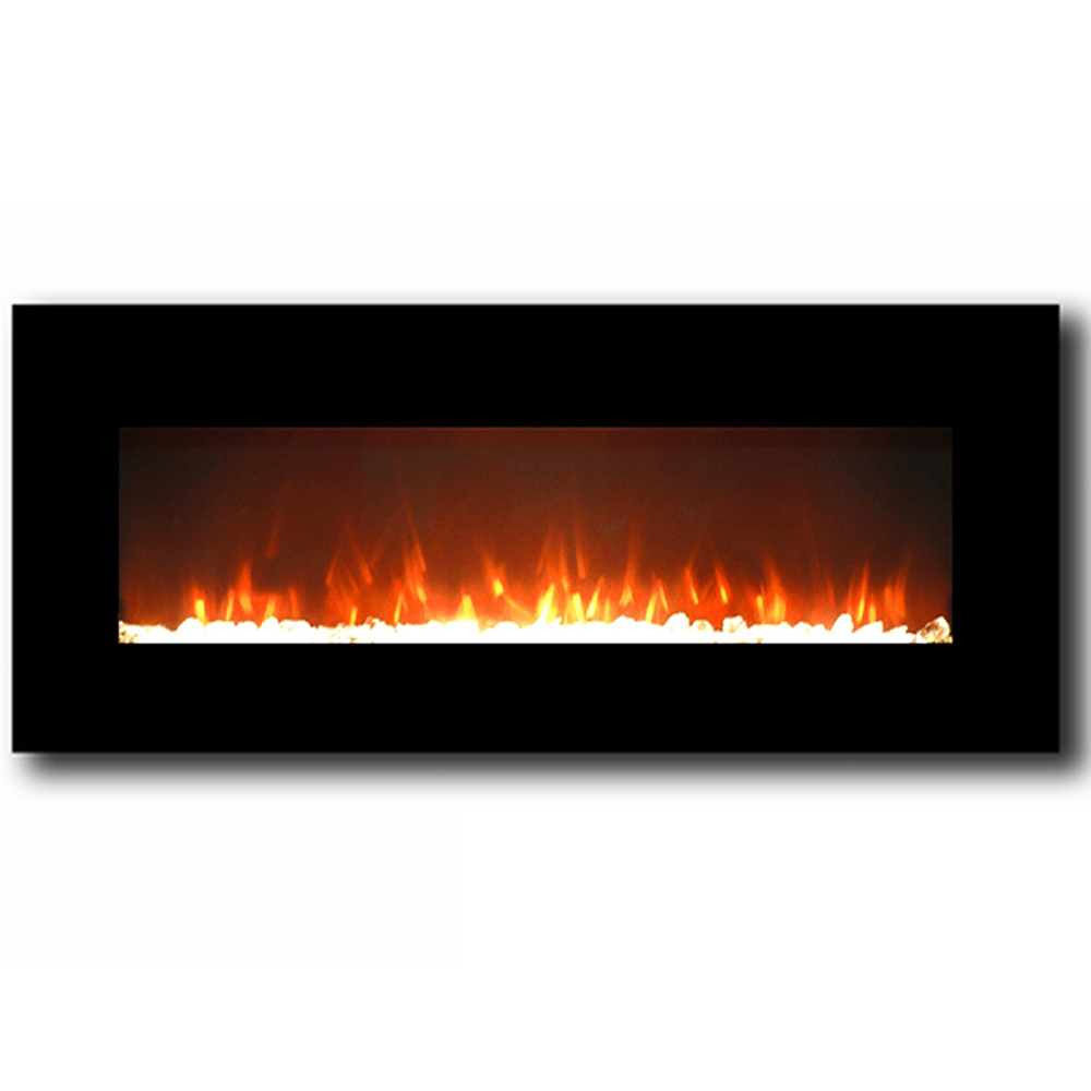 Lawrence 50 Inch Crystal Electric Wall Mounted Fireplace Black