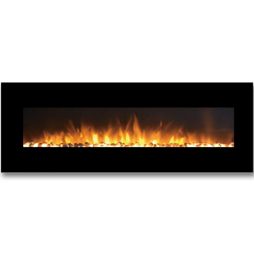 Savannah 72 Inch Pebble Linear Wall Mounted Electric Fireplace