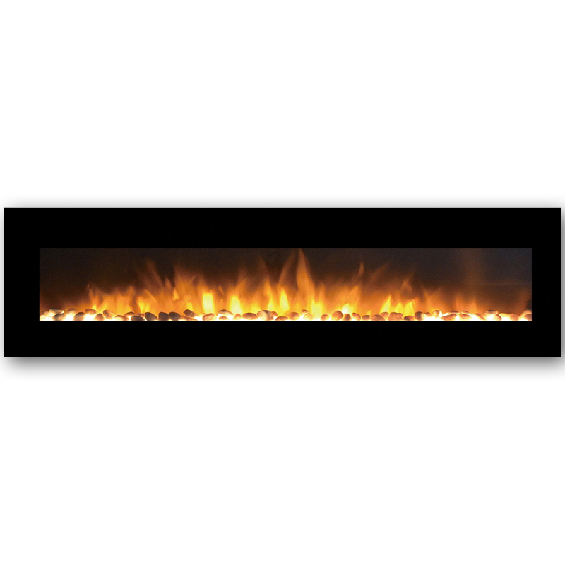 Florence 95 Inch Pebble Wall Mounted Electric Fireplace