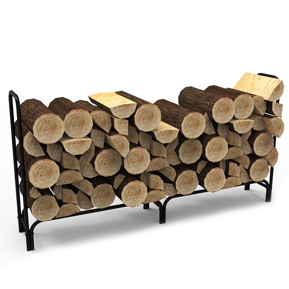 8' Black Shelter Firewood Log Rack