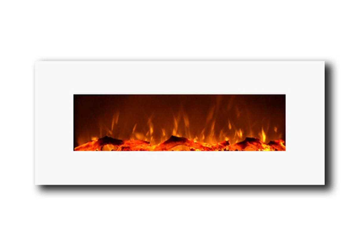 Houston 50 Inch Electric Wall Mounted Fireplace White