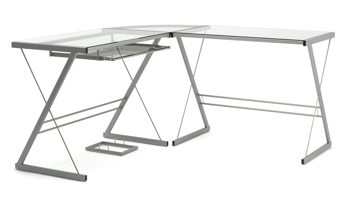 Madison L-Shaped Computer Desk in Silver