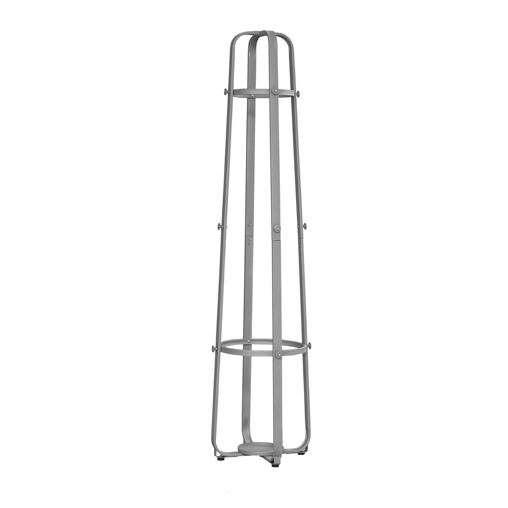 COAT RACK - 72"H / SILVER METAL WITH AN UMBRELLA HOLDER
