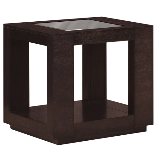 Accent Table - Cappuccino Veneer With Glass Insert