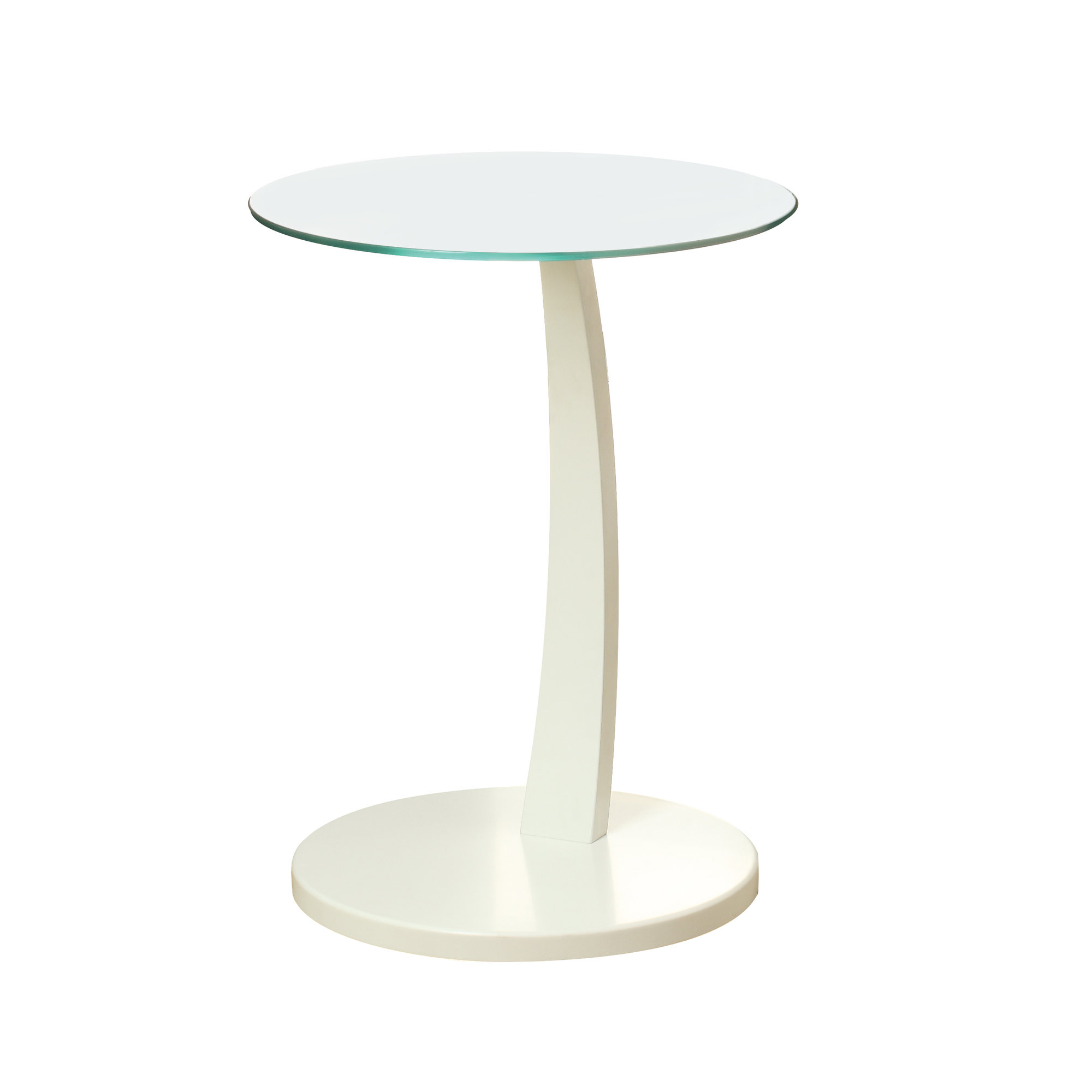Accent Table - White Bentwood With Tempered Glass
