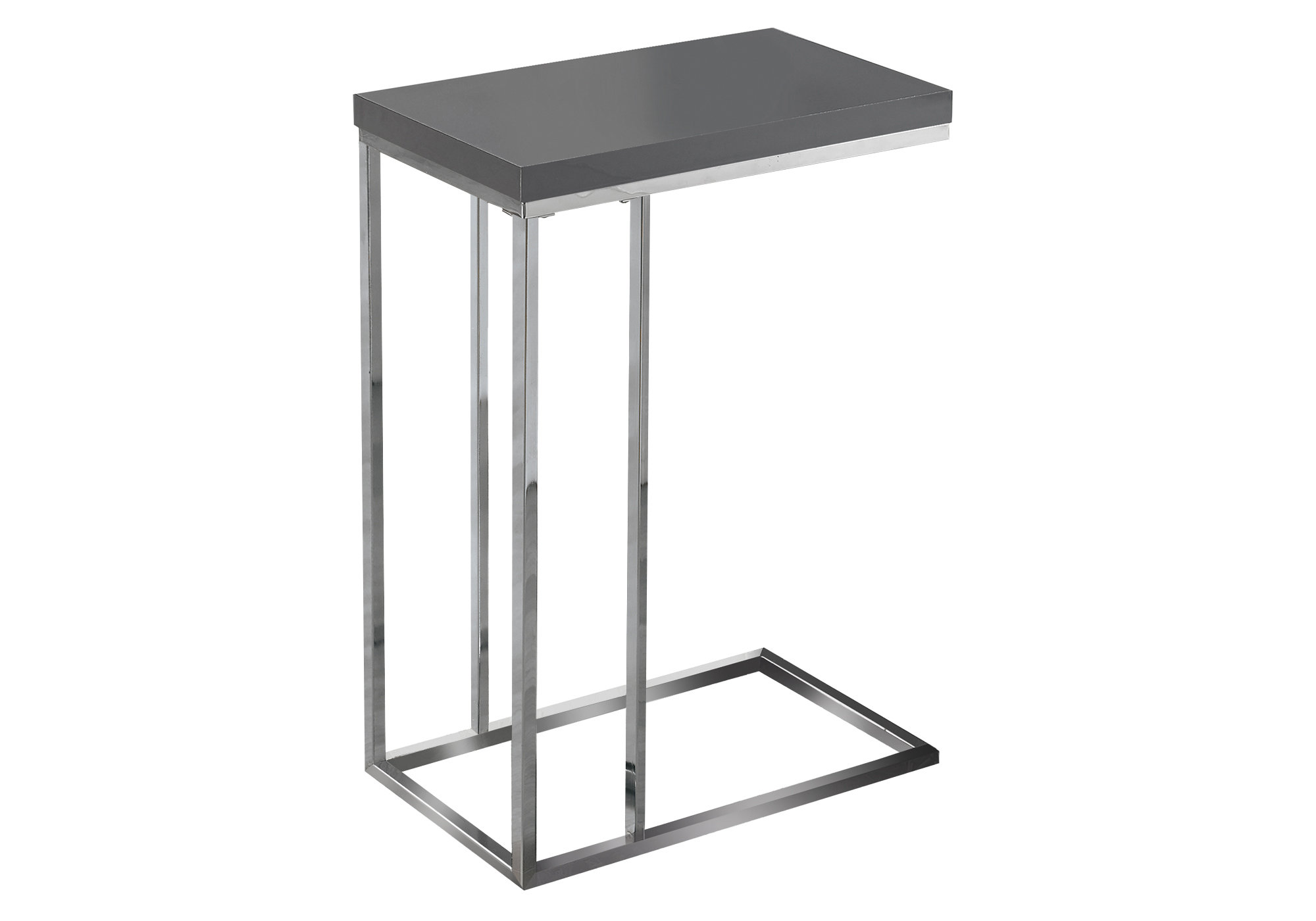 ACCENT TABLE - GLOSSY GREY WITH CHROME METAL