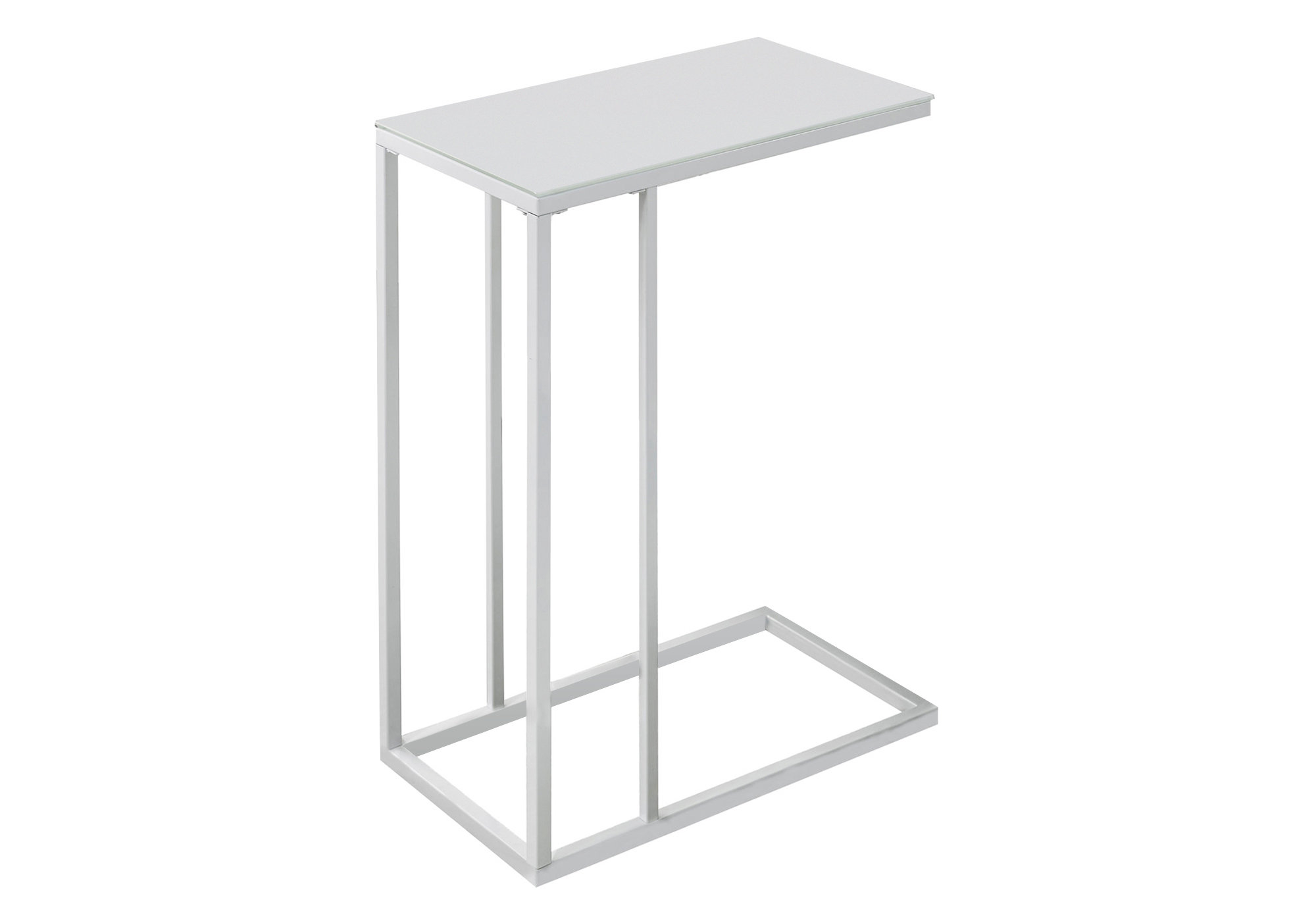 ACCENT TABLE - WHITE METAL WITH FROSTED TEMPERED GLASS