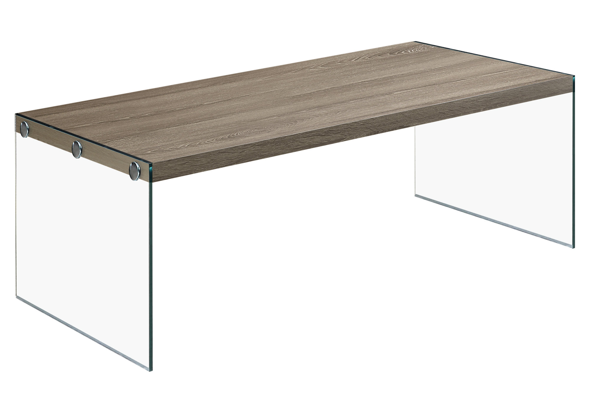 COFFEE TABLE - DARK TAUPE WITH TEMPERED GLASS