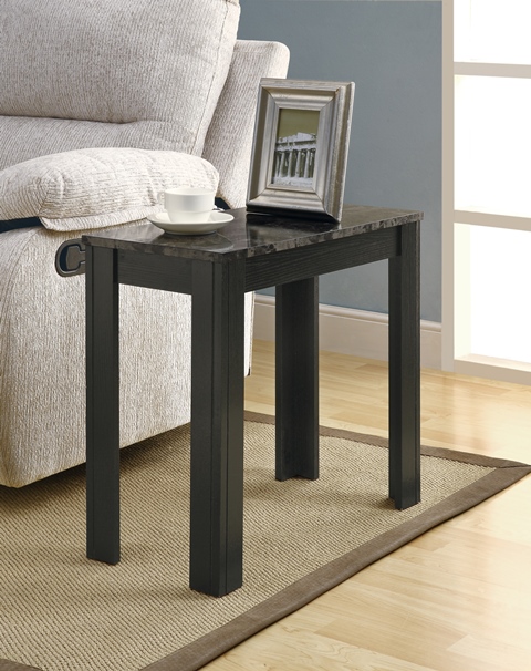 ACCENT TABLE - BLACK / GREY MARBLE