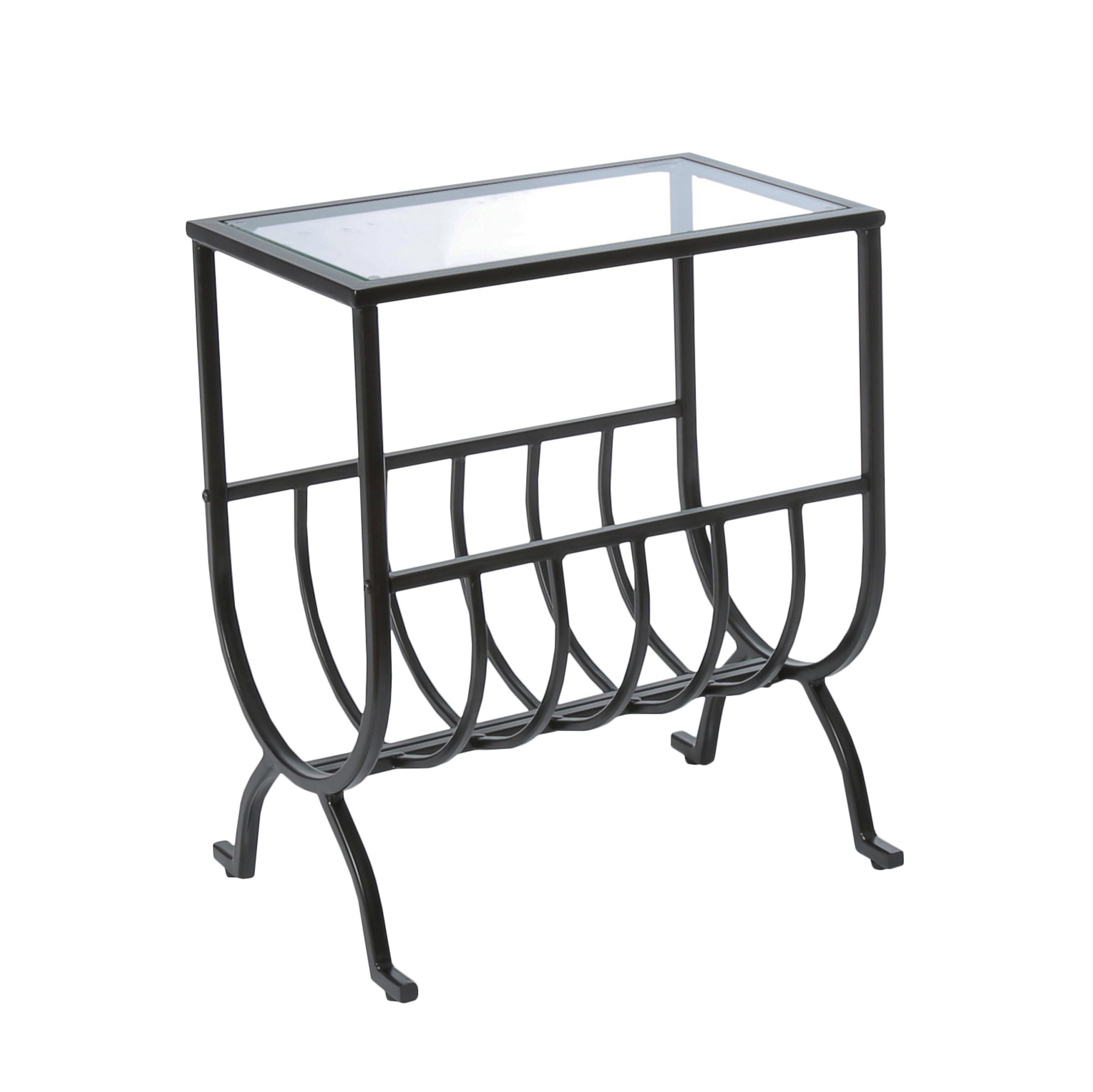 ACCENT TABLE - STARDUST BROWN METAL WITH TEMPERED GLASS