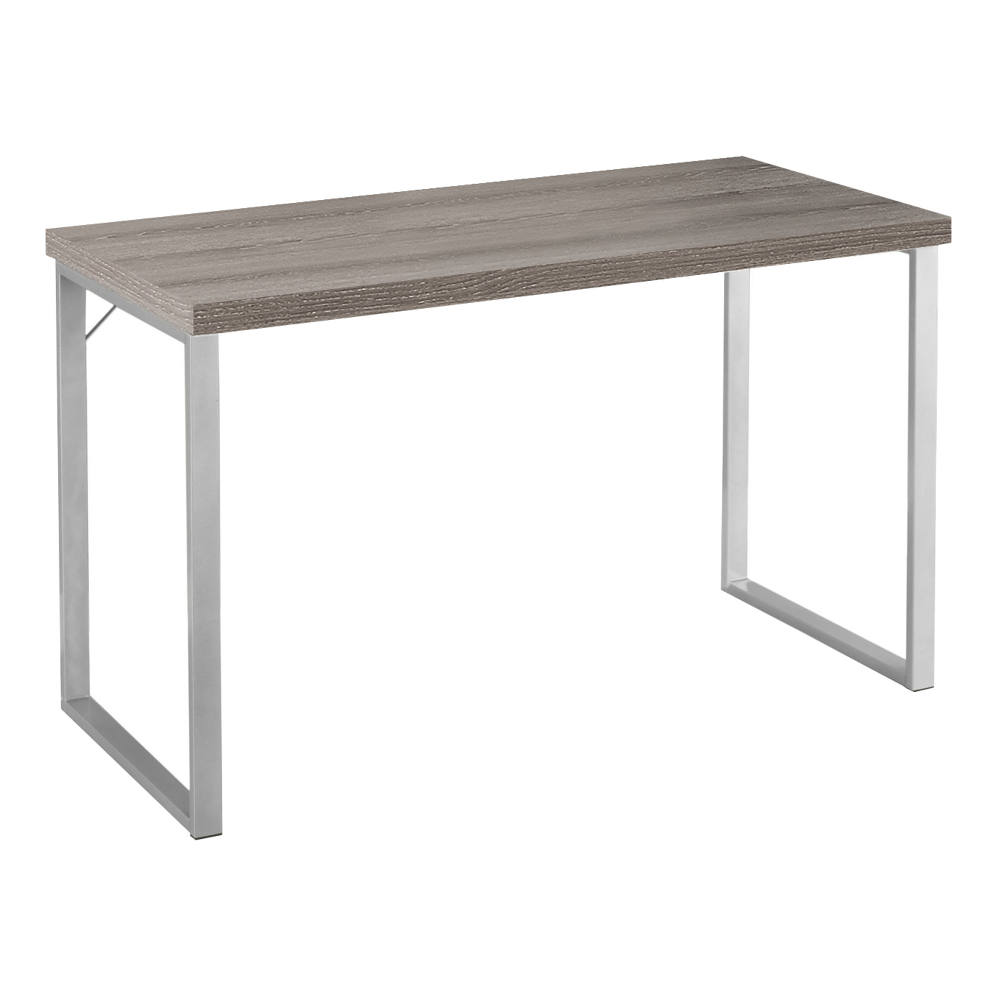 48" Computer Desk with Silver Metal Base and Dark Taupe Top