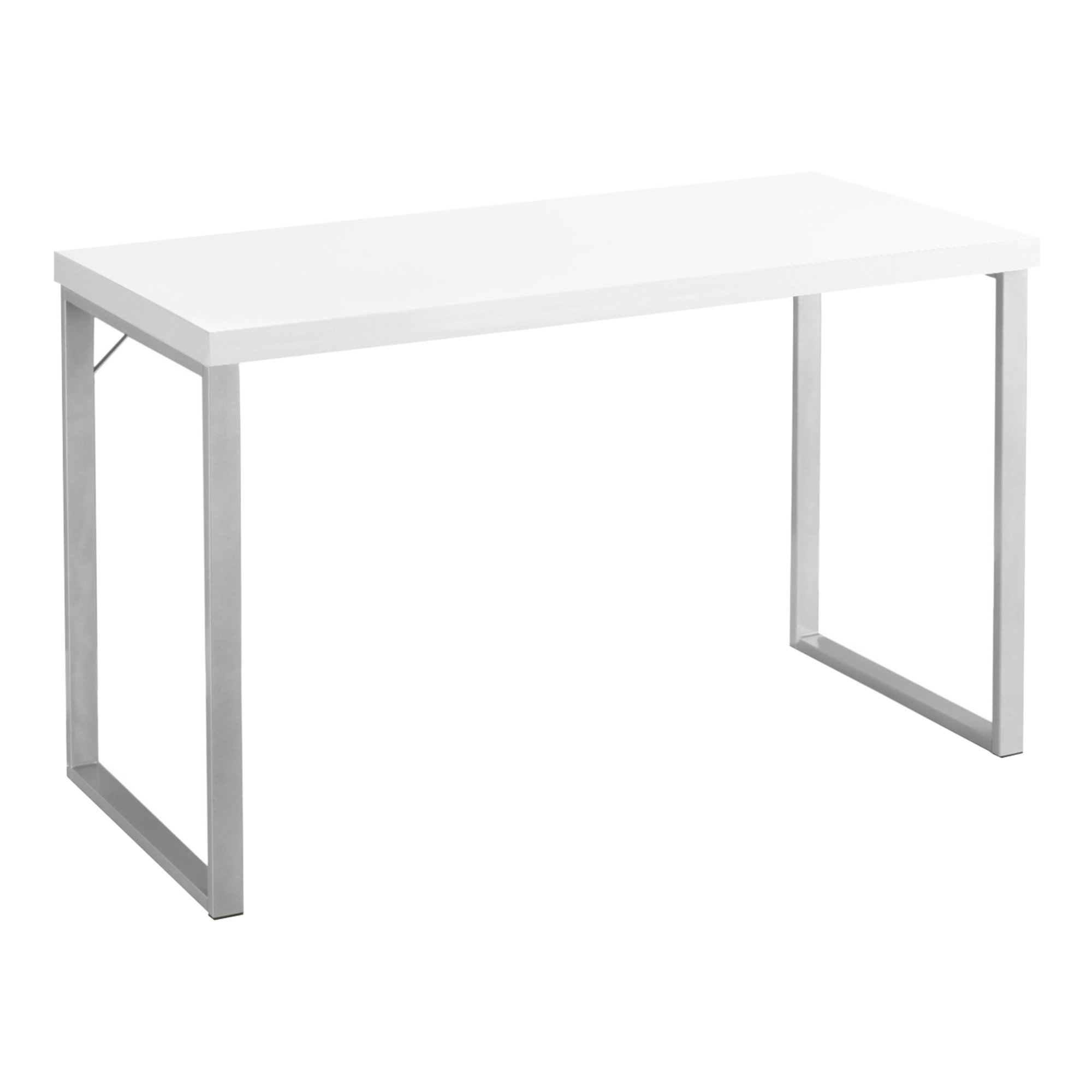 48" Computer Desk, Silver Metal Base and White Top