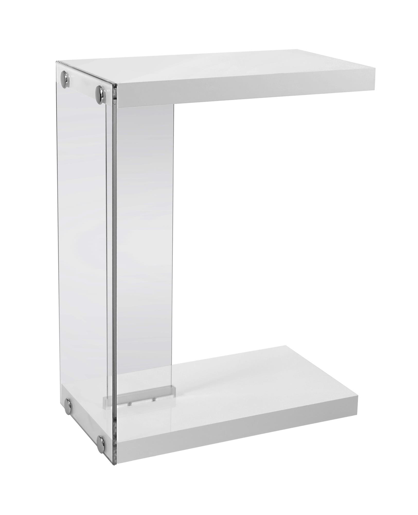 ACCENT TABLE - GLOSSY WHITE WITH TEMPERED GLASS