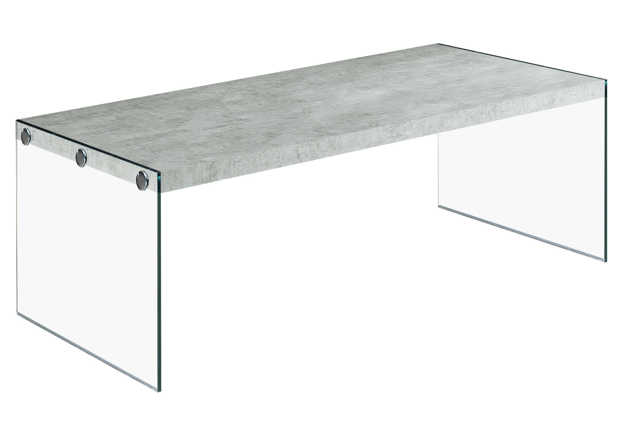 COFFEE TABLE - GREY CEMENT WITH TEMPERED GLASS