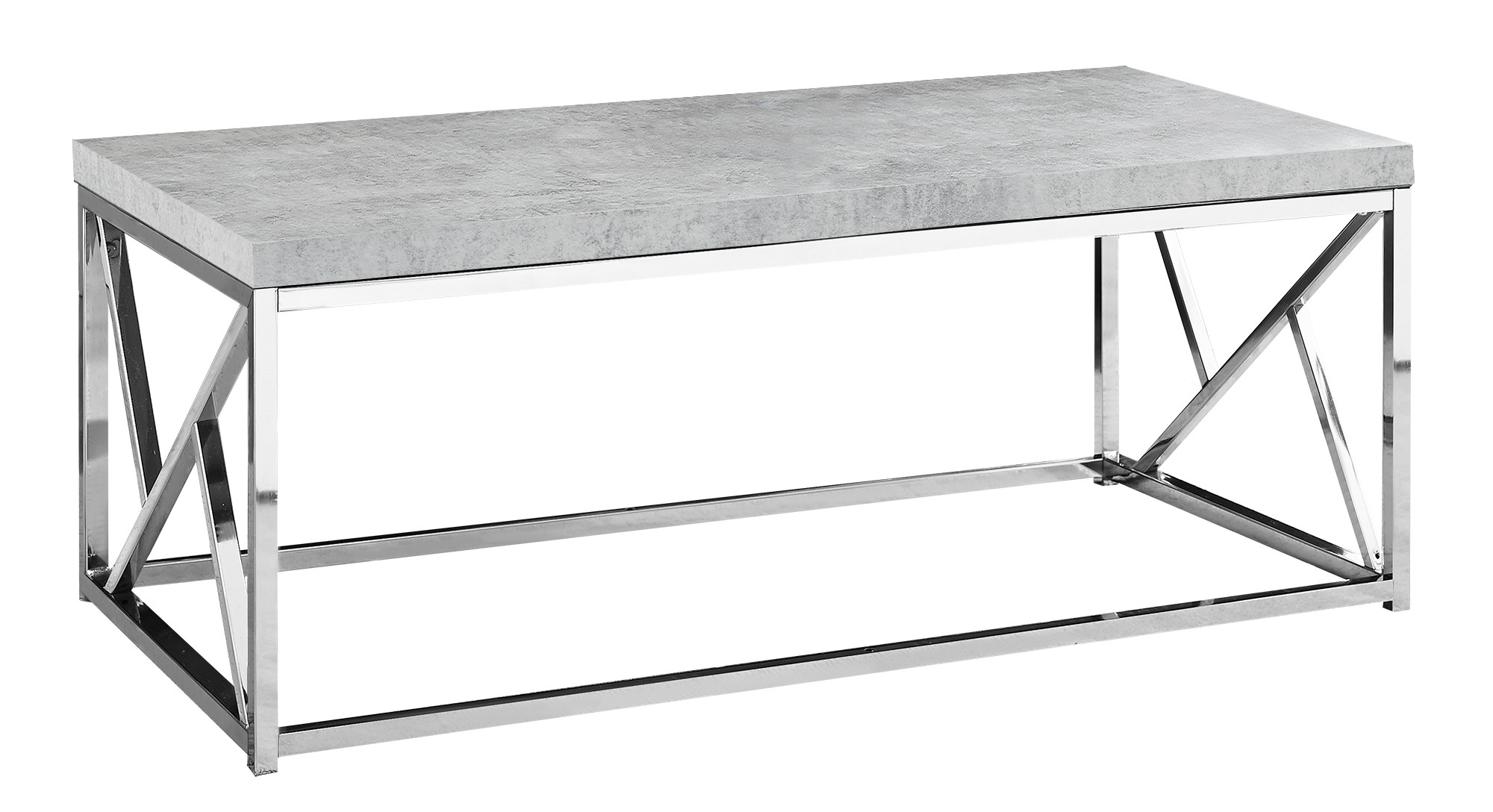 Coffee Table - Grey Cement With Chrome Metal