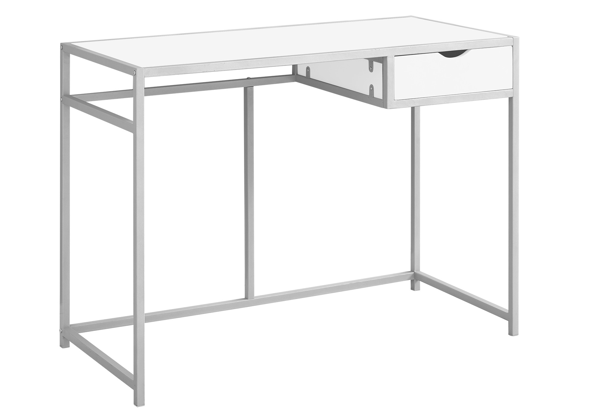Computer Desk - 42"L / White / Silver Metal
