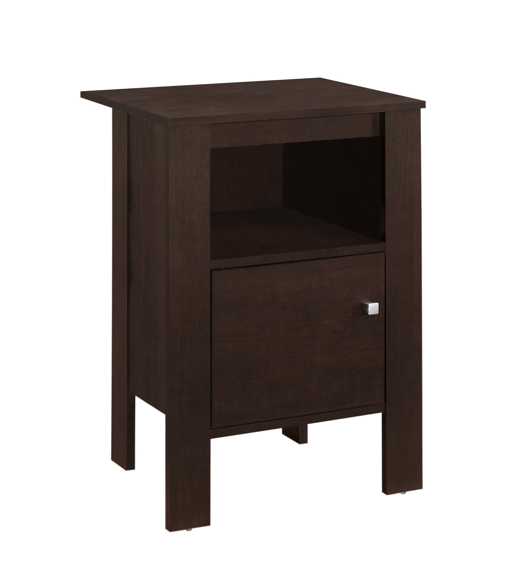 ACCENT TABLE - CAPPUCCINO NIGHT STAND WITH STORAGE