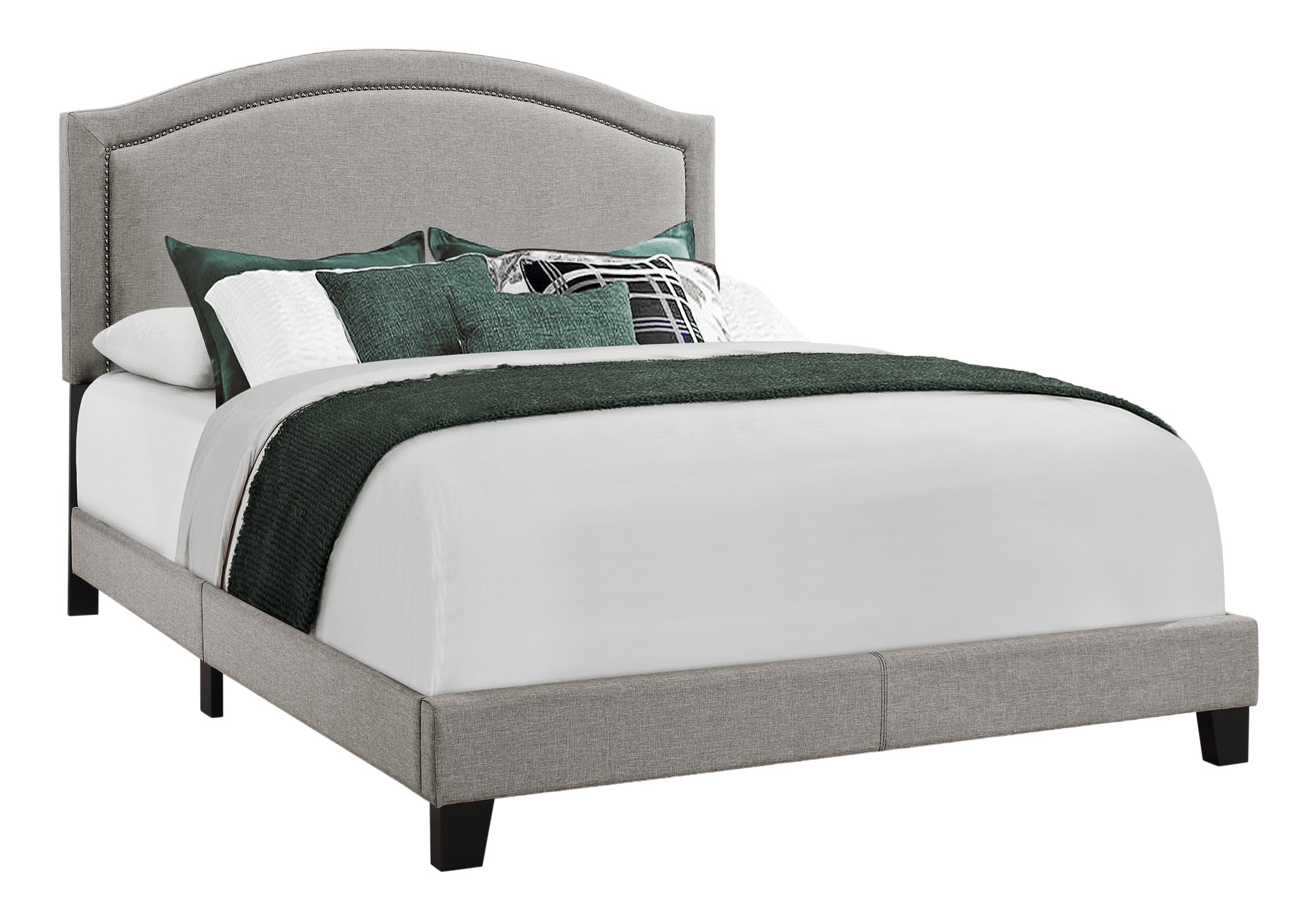 BED - QUEEN SIZE / CLASSIC GREY LINEN WITH CHROME TRIM