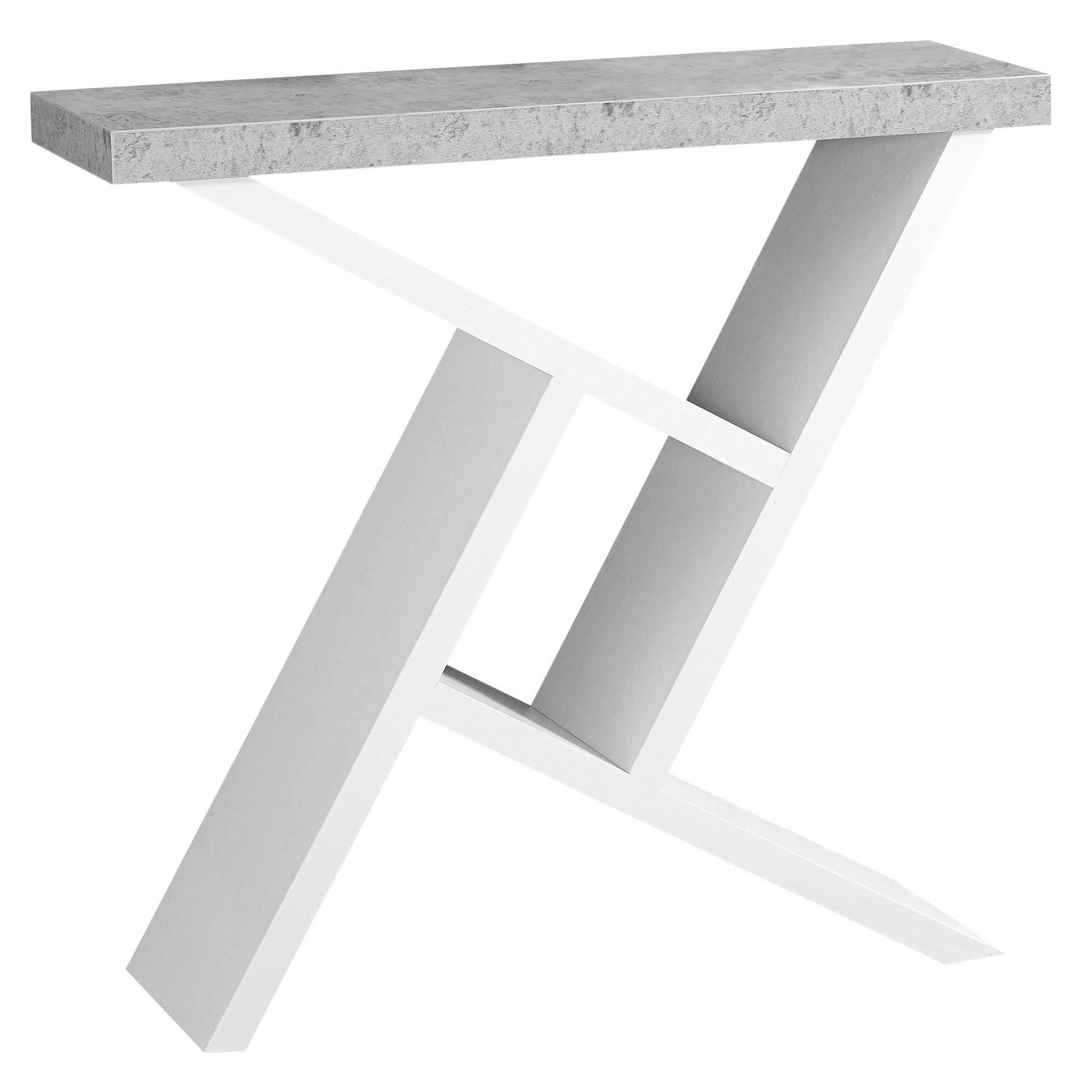 ACCENT TABLE - 36"L / WHITE / CEMENT-LOOK HALL CONSOLE