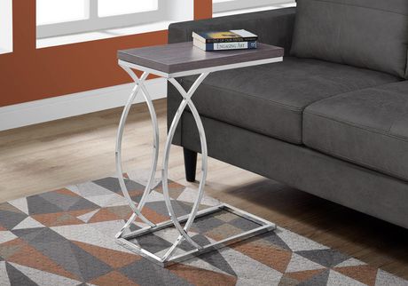 ACCENT TABLE - GREY WOOD LOOK WITH CHROME METAL