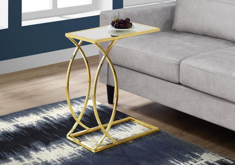 ACCENT TABLE - MIRROR TOP WITH GOLD METAL