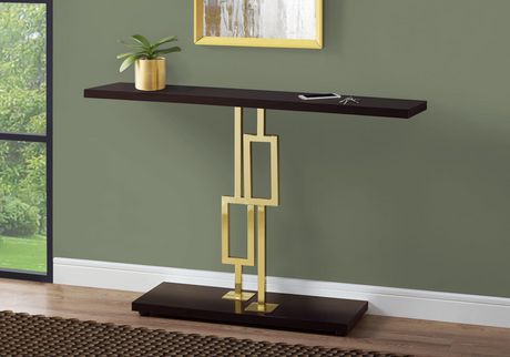 ACCENT TABLE - 48"L / CAPPUCCINO / GOLD METAL