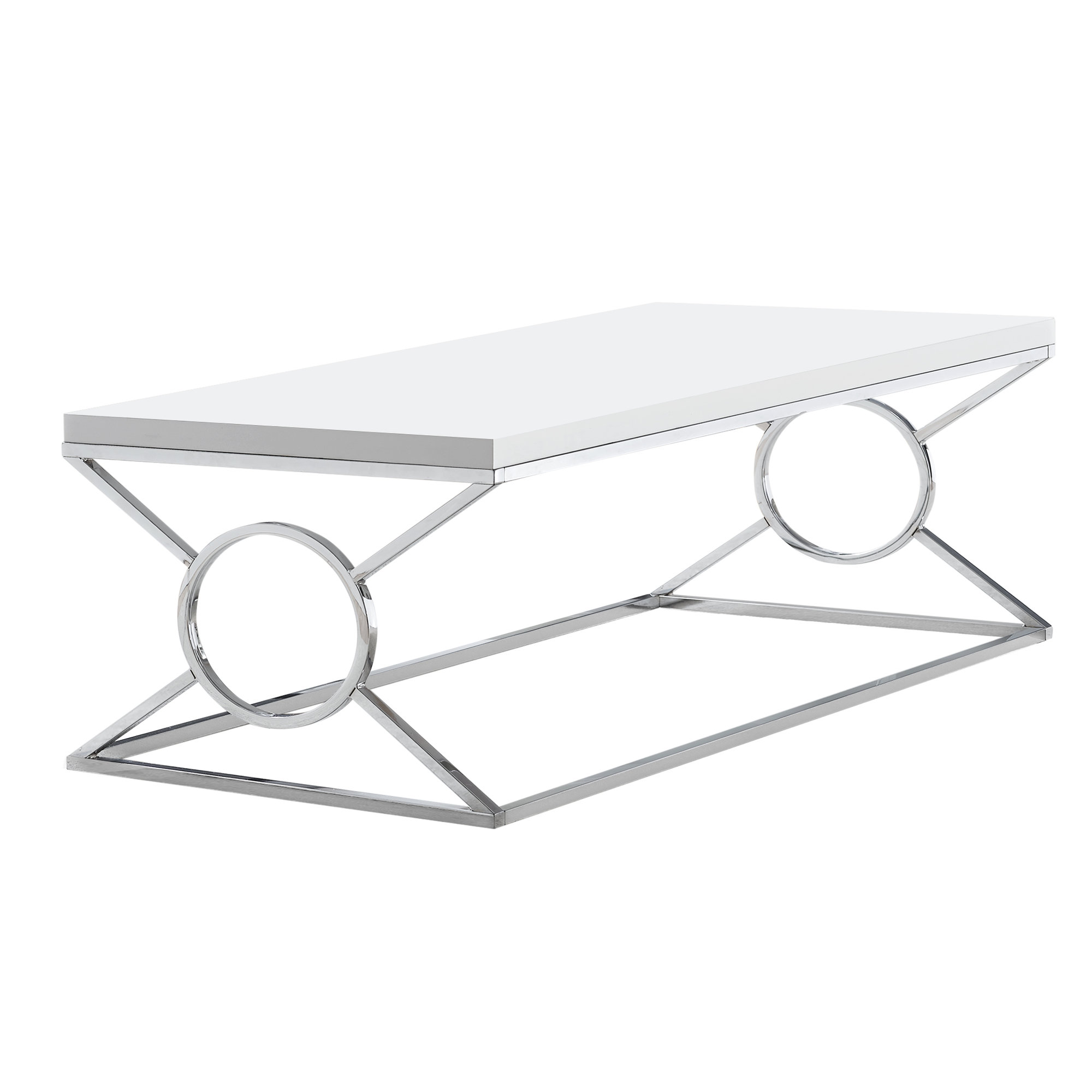 COFFEE TABLE  - GLOSSY WHITE WITH CHROME METAL