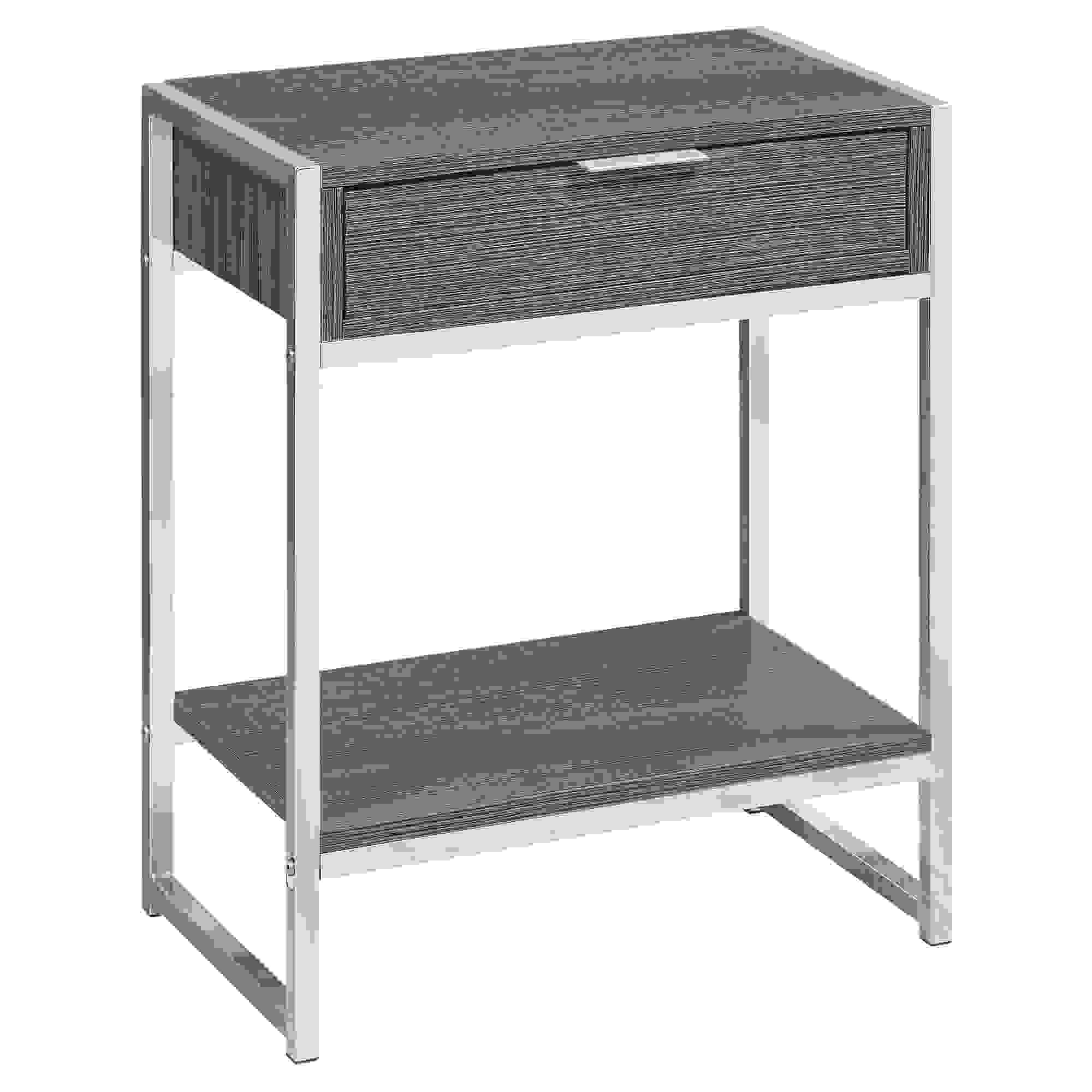 ACCENT TABLE - 24"H / GREY / CHROME METAL