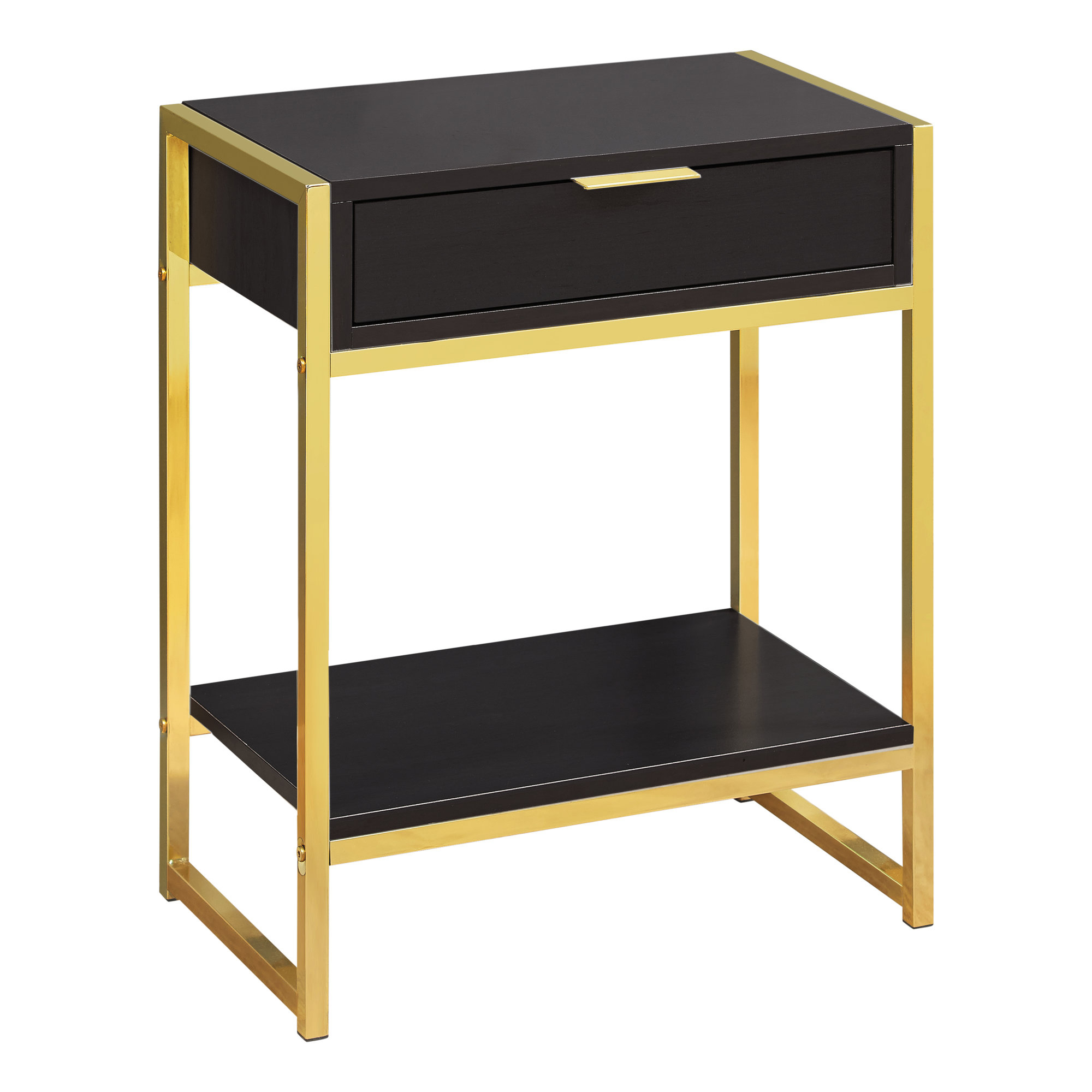 ACCENT TABLE - 24"H / CAPPUCCINO / GOLD METAL