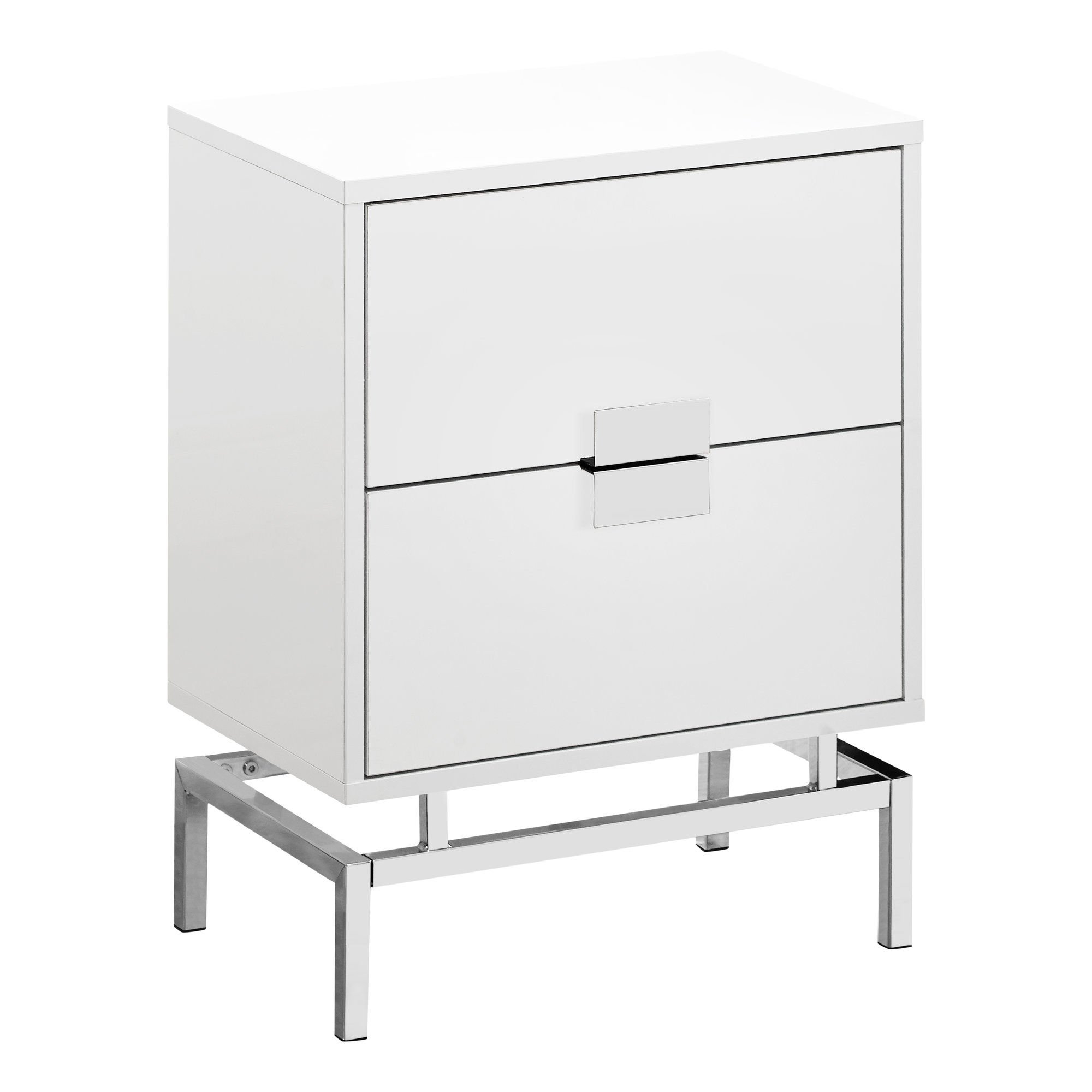 ACCENT SIDE TABLE - 24"H / GLOSSY WHITE / CHROME METAL